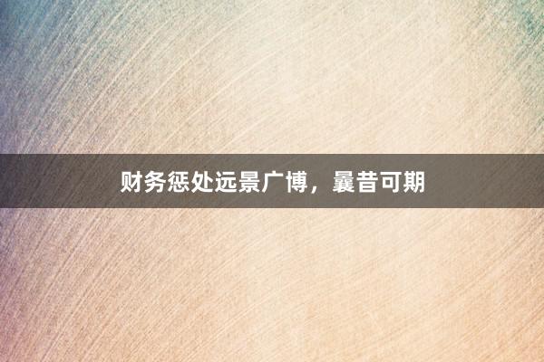 财务惩处远景广博，曩昔可期